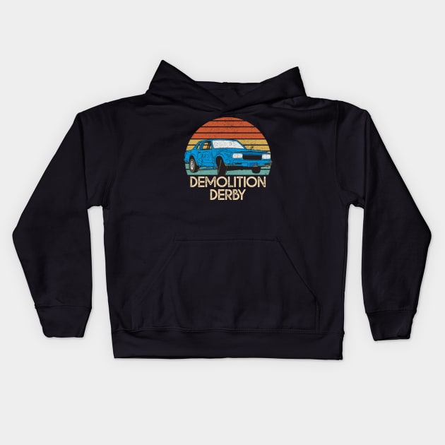 Vintage Demolition Derby Kids Hoodie by RadStar